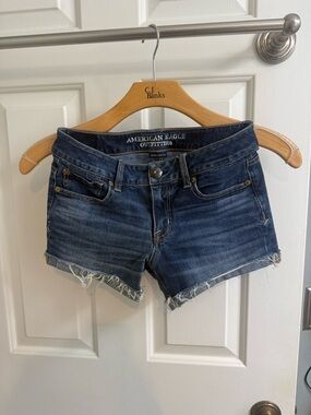 American Eagle Outfitters Shortie Dark Blue Denim Cutoff Shorts Size 4